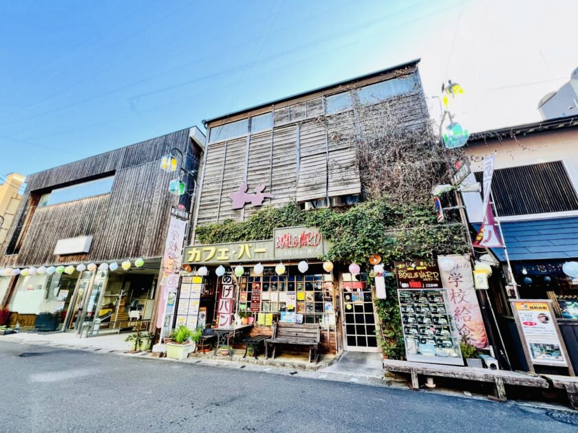 Retro cafes and restaurants including school lunch restaurant on Showa no Machi street