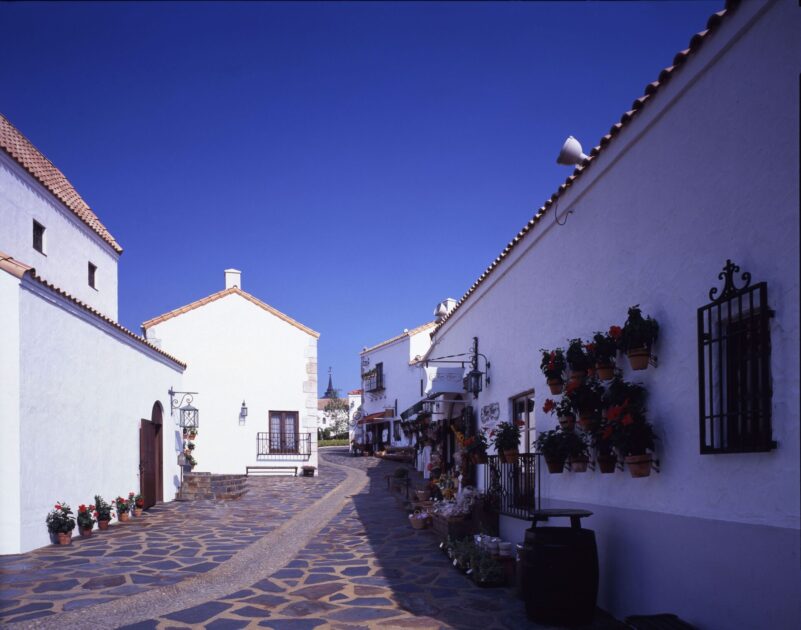 Santa Cruz Street with Spanish colonial architecture