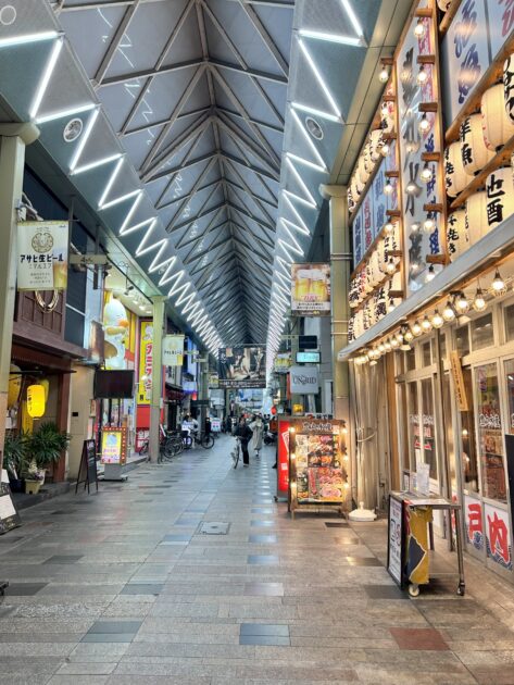 Lion-dori Shopping Arcade with traditional storefronts and covered walkway