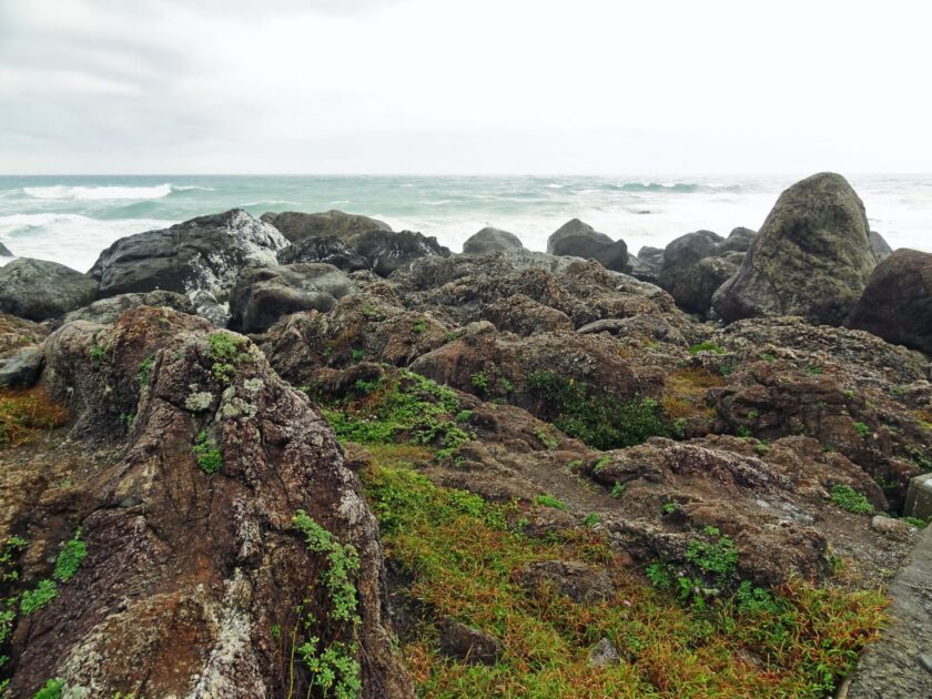 Ransho Boardwalk along Cape Muroto coastline with dramatic rock formations