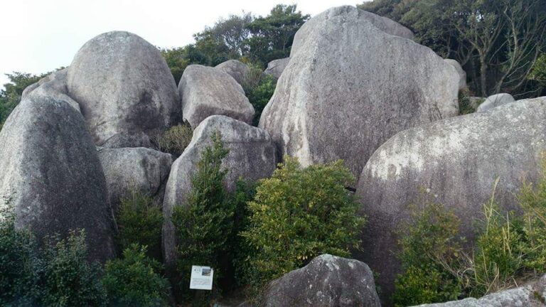 Tojindaba megalith stone formations with Pacific Ocean panorama Kochi Japan