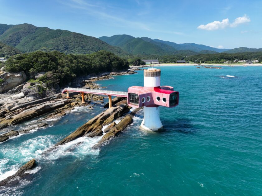 Kaitei-kan underwater observatory porthole view of coral and fish Tatsukushi Kochi