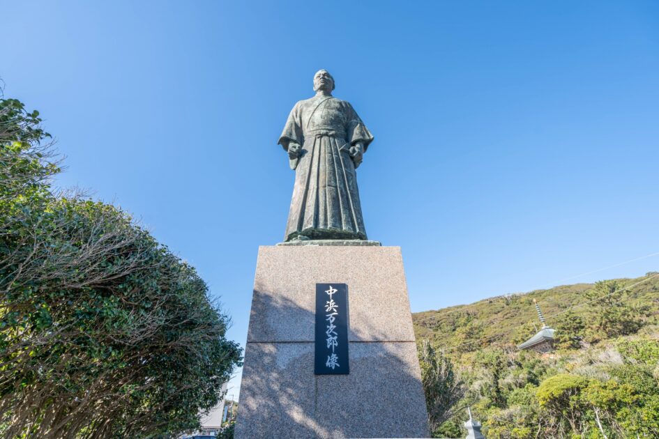 John Manjiro bronze statue at Cape Ashizuri gazing out to Pacific Ocean Kochi