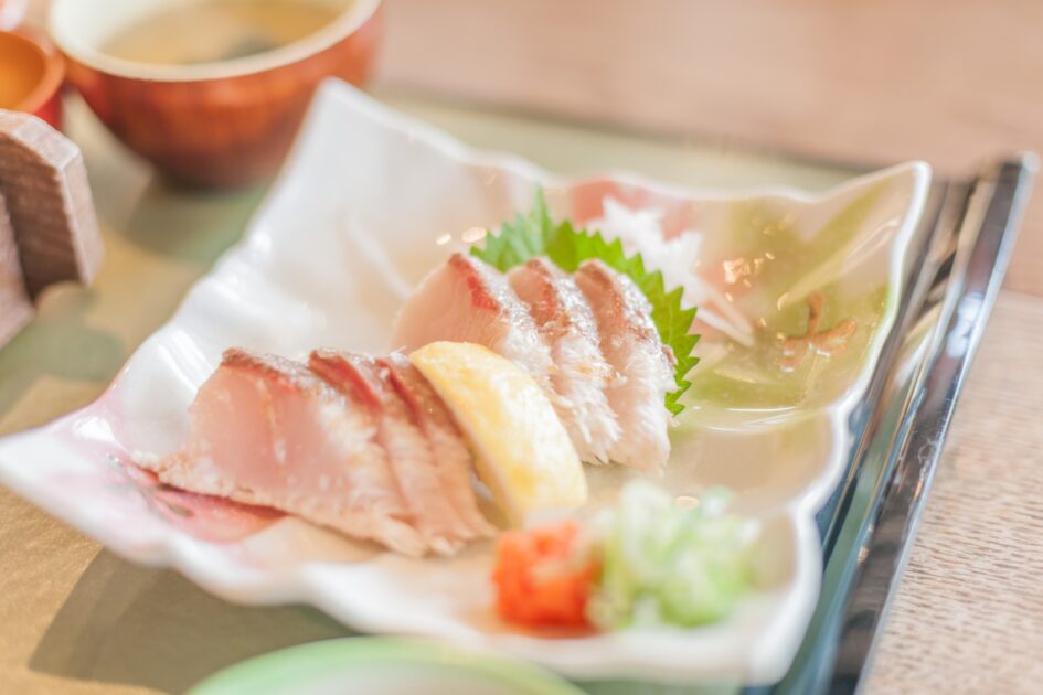Fresh tai sea bream tataki, a local specialty of the Shimanami Kaido area